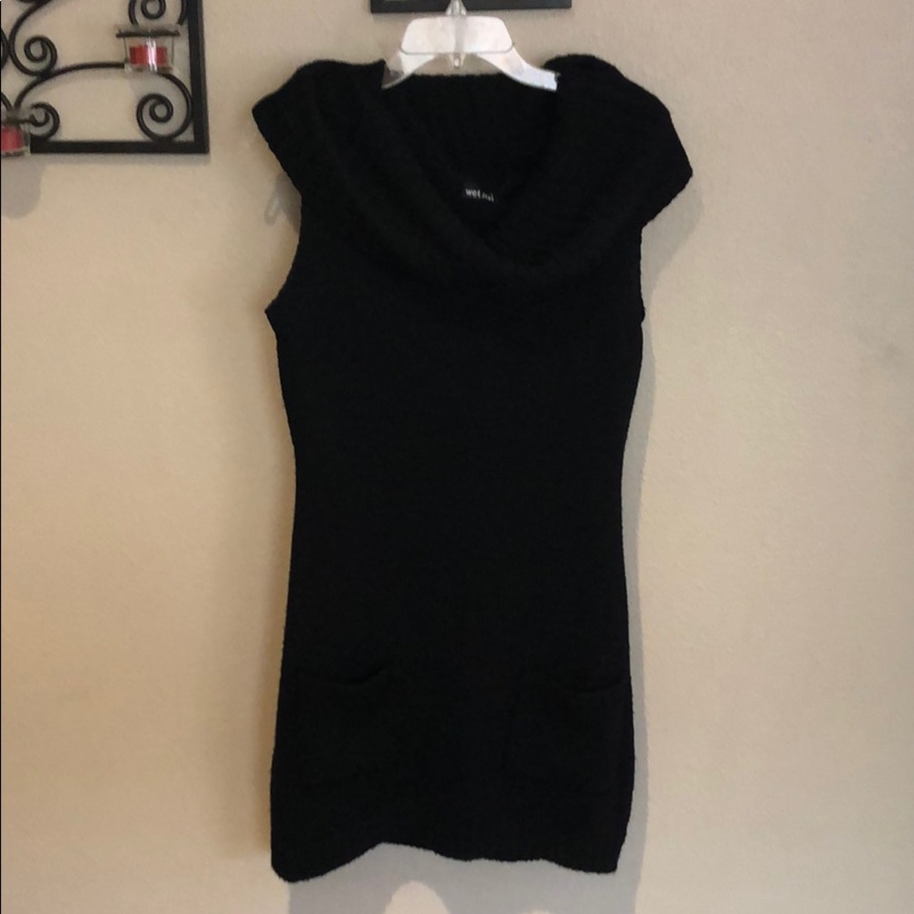 Wet seal size L black Cowell neck sweater dress